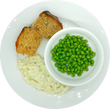 Homestyle Barbeque Meatloaf with Garlic Cauliflower Mash and Peas